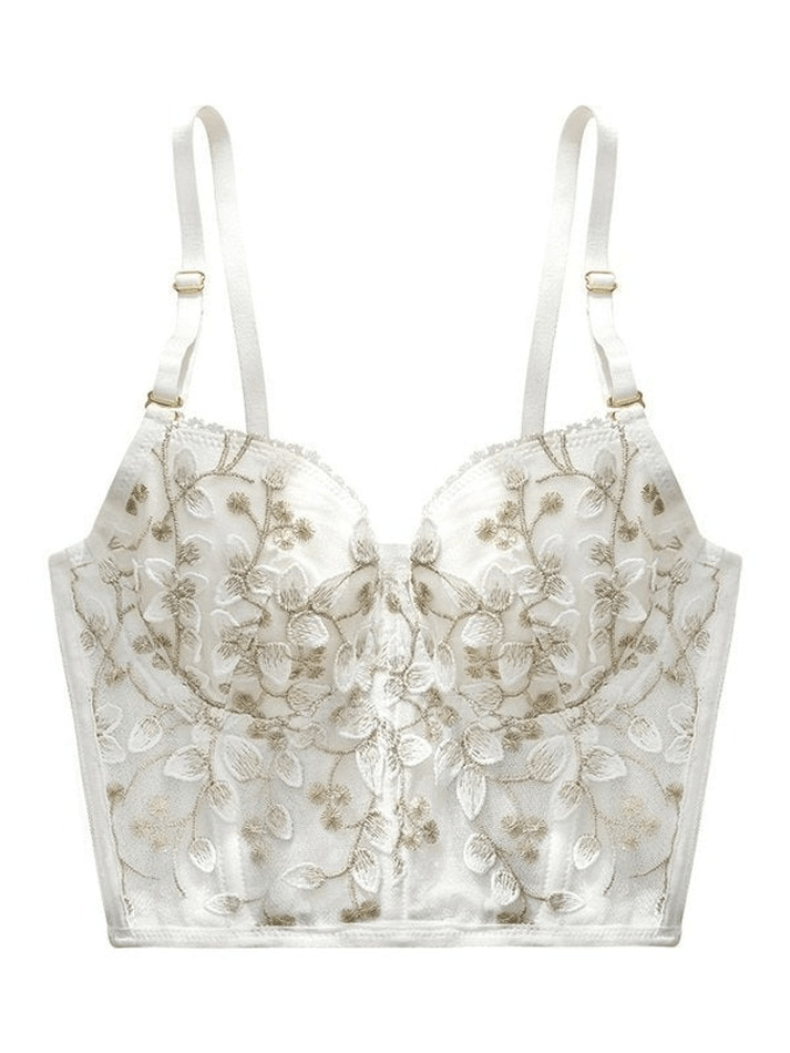 Vintage Lace Embroidery Bustier - Y2K Coquette Grunge Aesthetic Cute Tops Goth