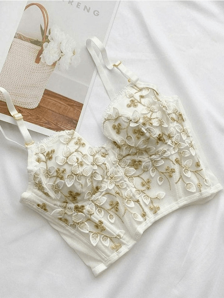 Vintage Lace Embroidery Bustier - Y2K Coquette Grunge Aesthetic Cute Tops Goth