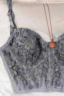 Vintage Lace Embroidery Bustier - Y2K Coquette Grunge Aesthetic Cute Tops Goth