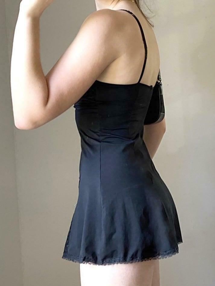 Vintage Lace Slip Mini Dress - Y2K Fashion Aesthetic for Women - Coquette Style Grunge Outfit