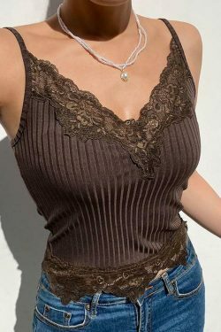 Vintage Lace V-Neck Camisole: Y2K Fashion Aesthetic - Coquette & Grunge Vibes, Cute Tops, Pastel