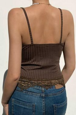 Vintage Lace V-Neck Camisole: Y2K Fashion Aesthetic - Coquette & Grunge Vibes, Cute Tops, Pastel