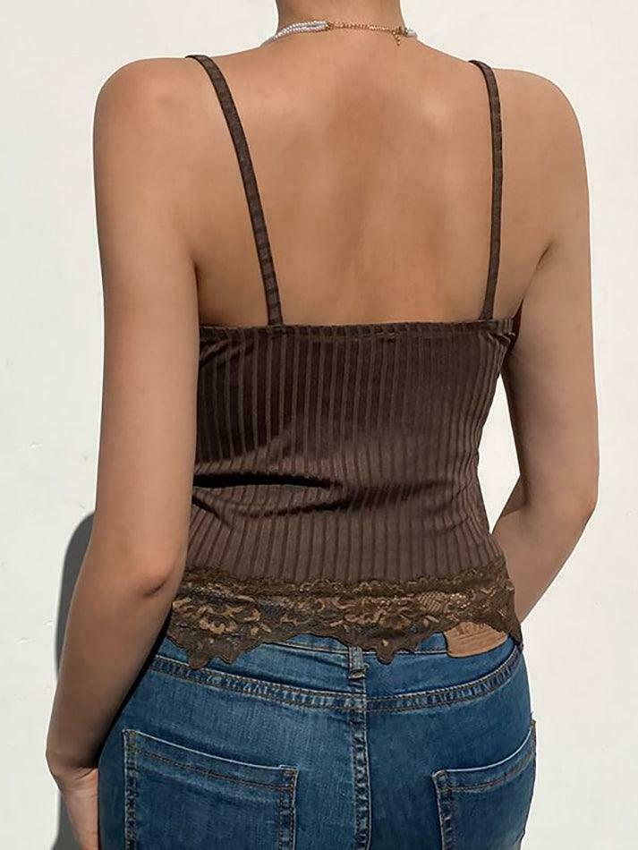 Vintage Lace V-Neck Camisole: Y2K Fashion Aesthetic - Coquette & Grunge Vibes, Cute Tops, Pastel