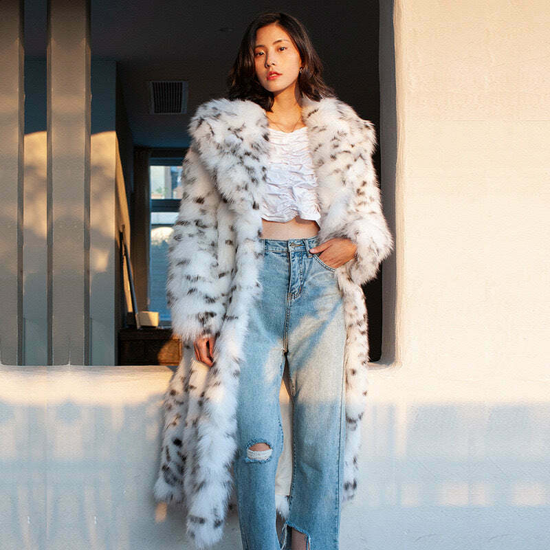 Vintage Leopard Print Fur Coat - Y2K Fashion Statement with Coquette & Grunge Aesthetic