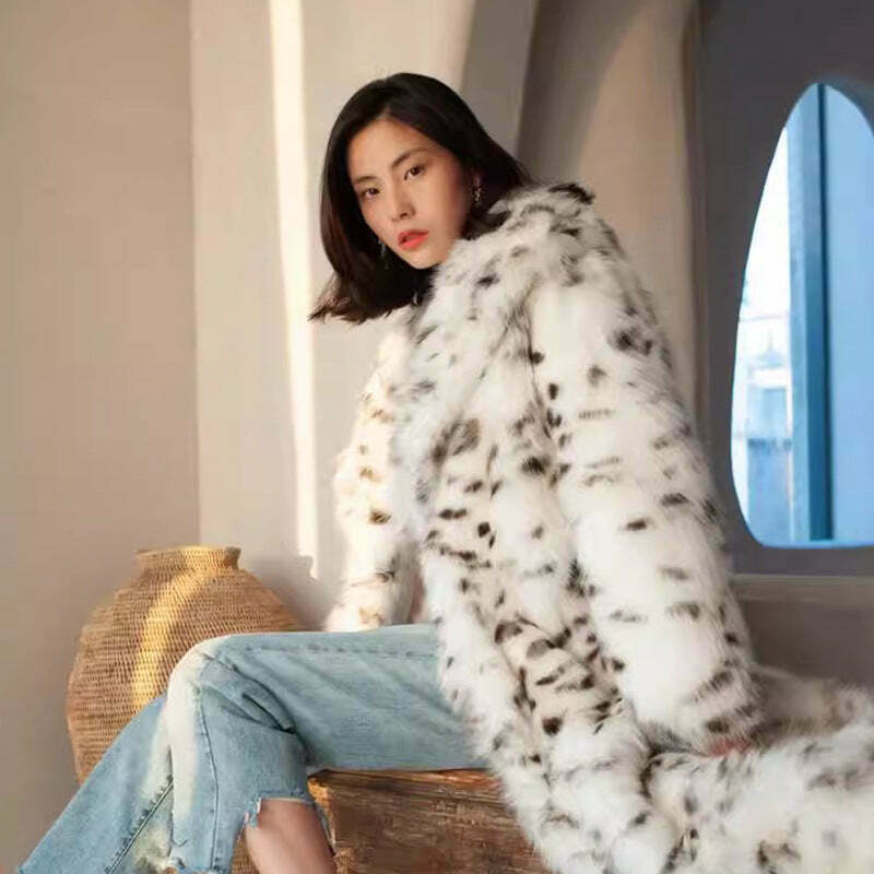 Vintage Leopard Print Fur Coat - Y2K Fashion Statement with Coquette & Grunge Aesthetic