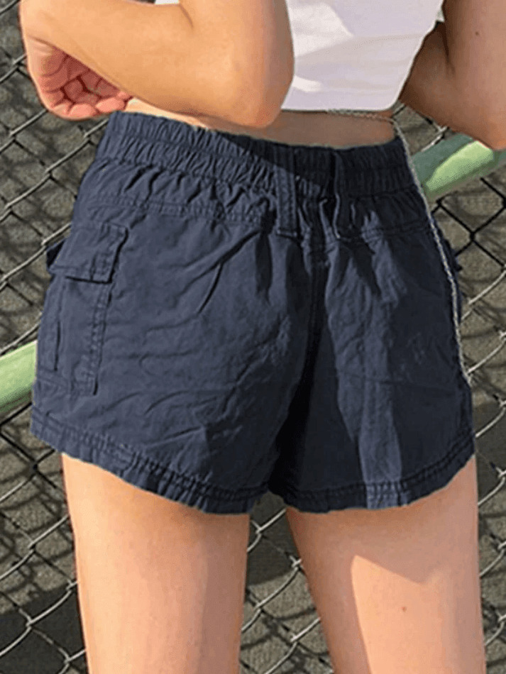Vintage Low Rise Asymmetric Cargo Shorts - Y2K Fashion with a Grunge Aesthetic
