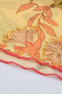 Vintage Mesh Floral Halter Crop Top - Y2K Aesthetic Fashion for Women
