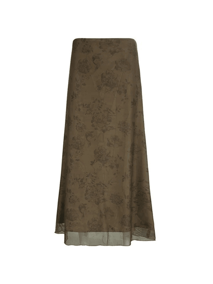 Vintage Mesh Floral Maxi Skirt - Y2K Aesthetic Coquette Grunge Outfit