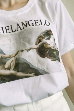 Vintage Michelangelo Tee - Y2K Fashion Aesthetic Shirt for Women - Coquette Style Grunge Outfit