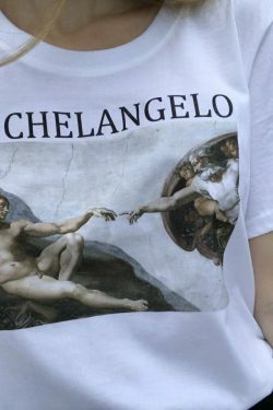 Vintage Michelangelo Tee - Y2K Fashion Aesthetic Shirt for Women - Coquette Style Grunge Outfit