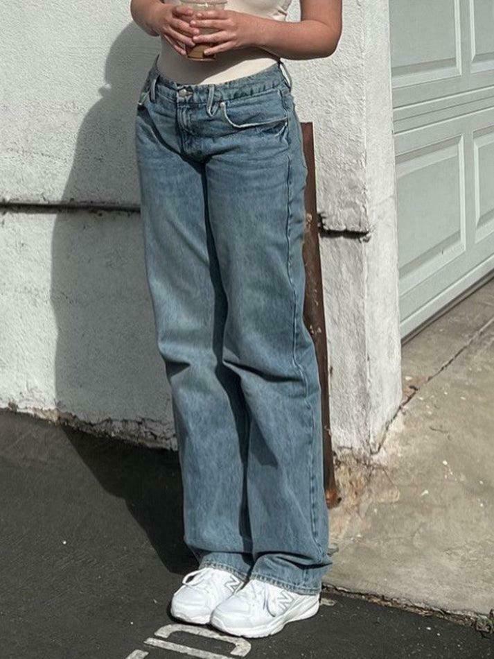 Vintage Mid Wash Boyfriend Jeans: Y2K Fashion Staple for Women's Grunge and Coquette Aesthetic