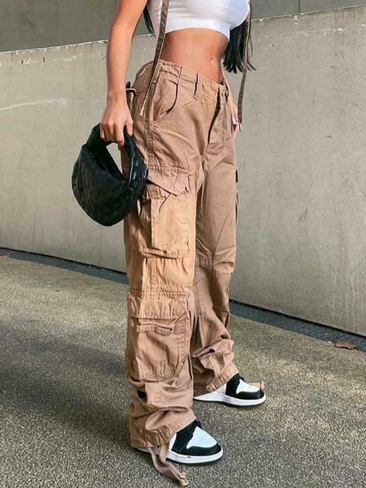 Vintage Multi Pocket Patched Cargo Jeans - Y2K Aesthetic Grunge Style - Coquette Fashion Retro Denim