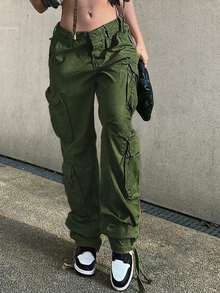 Vintage Multi Pocket Patched Cargo Jeans - Y2K Aesthetic Grunge Style - Coquette Fashion Retro Denim