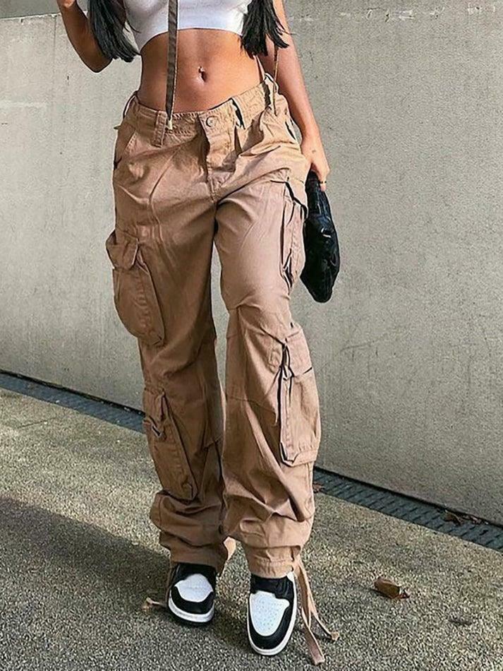 Vintage Multi Pocket Patched Cargo Jeans - Y2K Aesthetic Grunge Style - Coquette Fashion Retro Denim