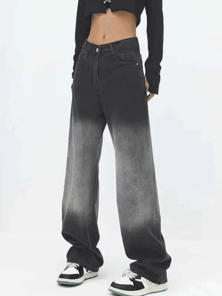 Vintage Ombre High Waist Boyfriend Jeans - Y2K Fashion Aesthetic for Women