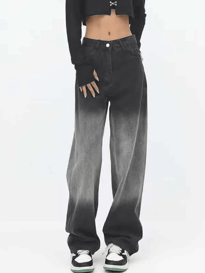 Vintage Ombre High Waist Boyfriend Jeans - Y2K Fashion Aesthetic for Women