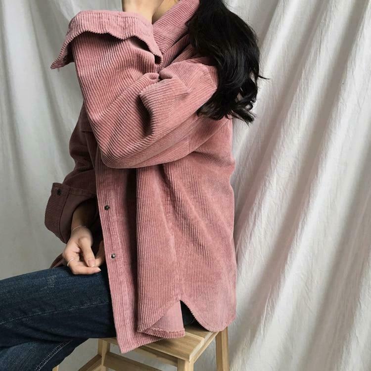Vintage Pink Corduroy Jacket - Y2K Fashion Statement Piece for Coquette Aesthetic Women