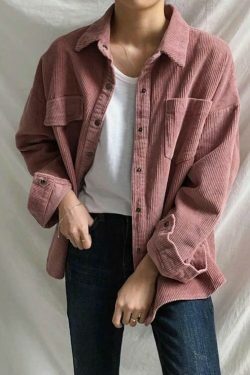 Vintage Pink Corduroy Jacket - Y2K Fashion Statement Piece for Coquette Aesthetic Women