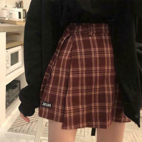 Vintage Plaid College Skirt - Y2K Fashion Aesthetic with Coquette and Grunge Style