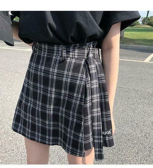 Vintage Plaid College Skirt - Y2K Fashion Aesthetic with Coquette and Grunge Style