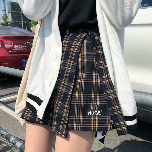 Vintage Plaid College Skirt - Y2K Fashion Aesthetic with Coquette and Grunge Style