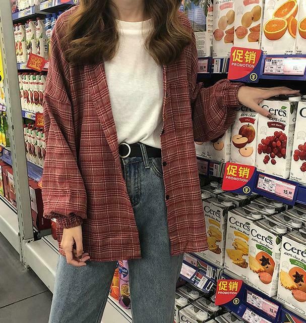 Vintage Plaid Shirt - Y2K Fashion Staple for Coquette and Grunge Aesthetics
