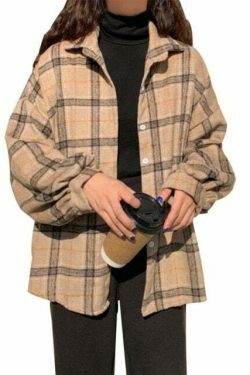 Vintage Plaid Sleeved Shirt for Y2K Fashion Enthusiasts
