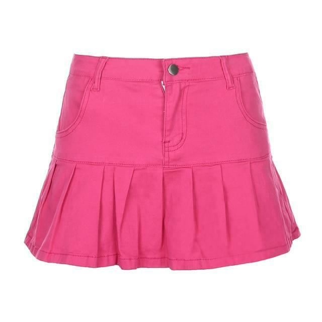 Vintage Pleated Mini Skirt - Y2K Aesthetic Fashion - Coquette Style with Grunge