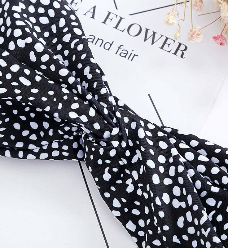 Vintage Polka Dot High Cut Bandeau Bikini - Y2K Fashion Retro Swimwear
