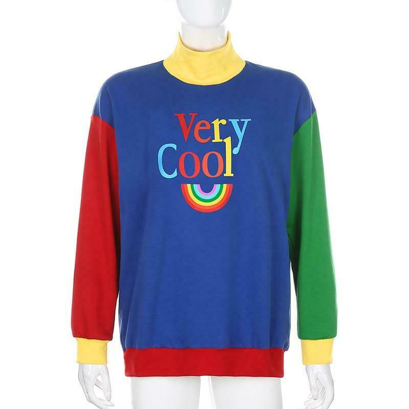 Vintage Rainbow Sweater - Y2K Aesthetic Coquette Style with Grunge Vibes and Pastel Goth Influence