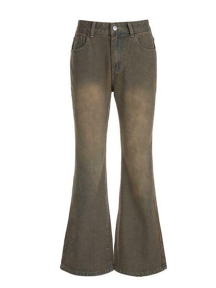 Vintage Raw-Trim Wide-Leg Jeans: Y2K Fashion with Coquette Aesthetic