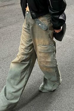 Vintage Raw-Trim Wide-Leg Jeans: Y2K Fashion with Coquette Aesthetic