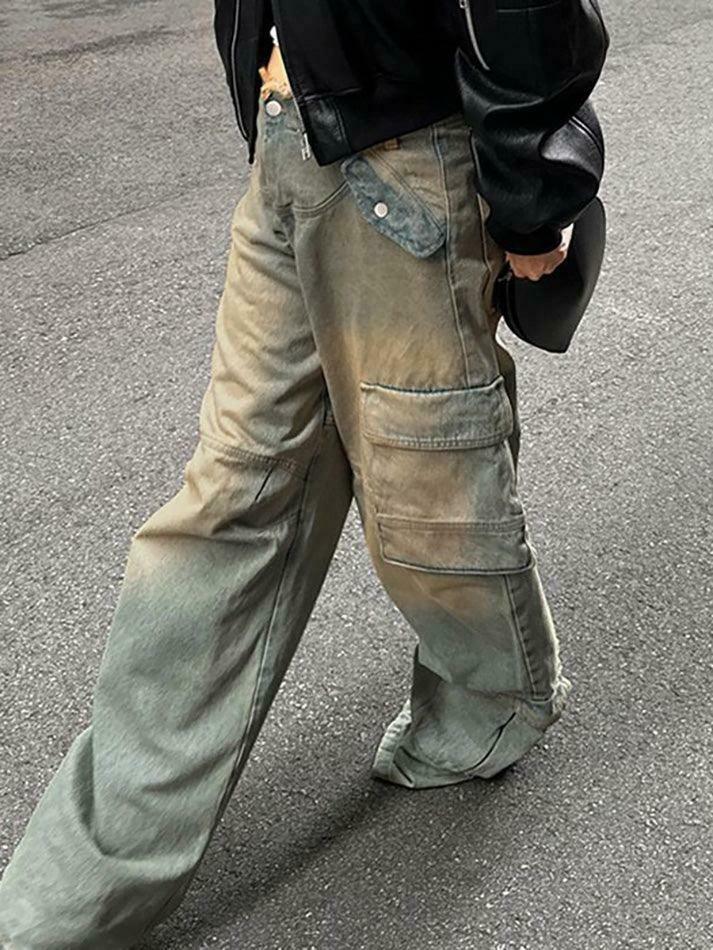 Vintage Raw-Trim Wide-Leg Jeans: Y2K Fashion with Coquette Aesthetic