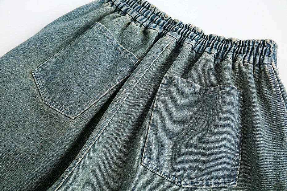 Vintage Religious Print Denim Shorts - Y2K Fashion with Coquette & Grunge Aesthetics
