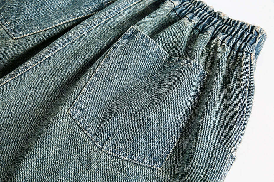 Vintage Religious Print Denim Shorts - Y2K Fashion with Coquette & Grunge Aesthetics