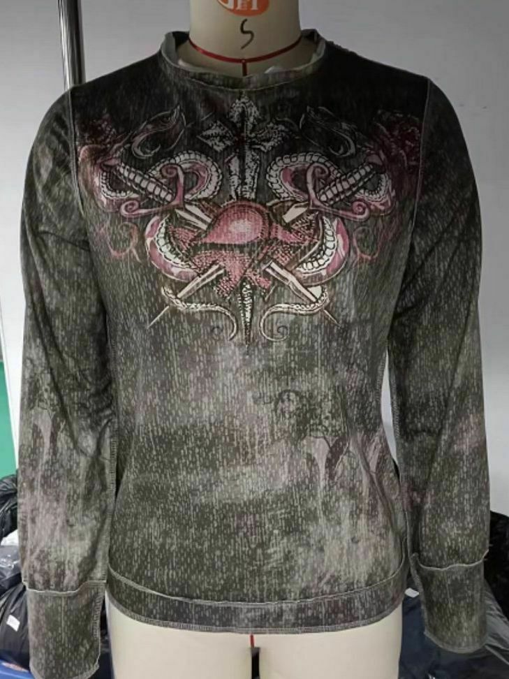 Vintage Retro Printed Sweatshirt - Y2K Aesthetic Coquette Style Grunge Fashion Women's Clothing