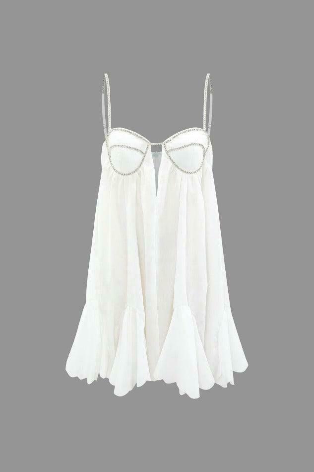 Vintage Rhinestone Mini Dress - Y2K Fashion Aesthetic with Coquette Style and Grunge Vibes