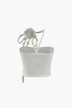 Vintage Rose Halter Tube Top - Y2K Fashion Aesthetic for Women - Coquette Style Grunge Outfit