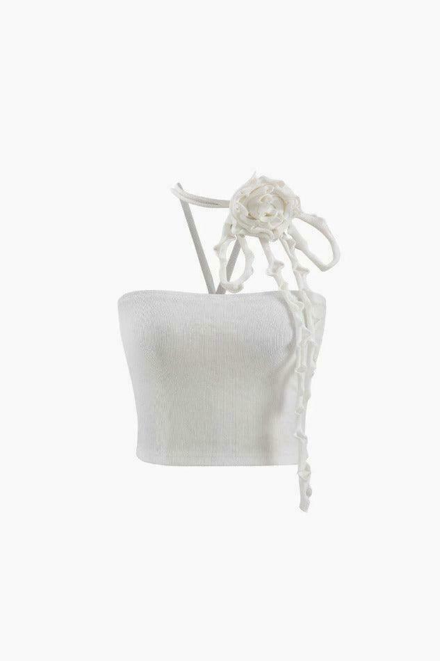 Vintage Rose Halter Tube Top - Y2K Fashion Aesthetic for Women - Coquette Style Grunge Outfit