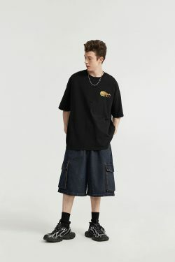 Vintage Skater Fit Cargo Jorts for Women - Y2K Aesthetic with Grunge Style, Coquette Fashion