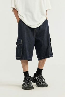 Vintage Skater Fit Cargo Jorts for Women - Y2K Aesthetic with Grunge Style, Coquette Fashion