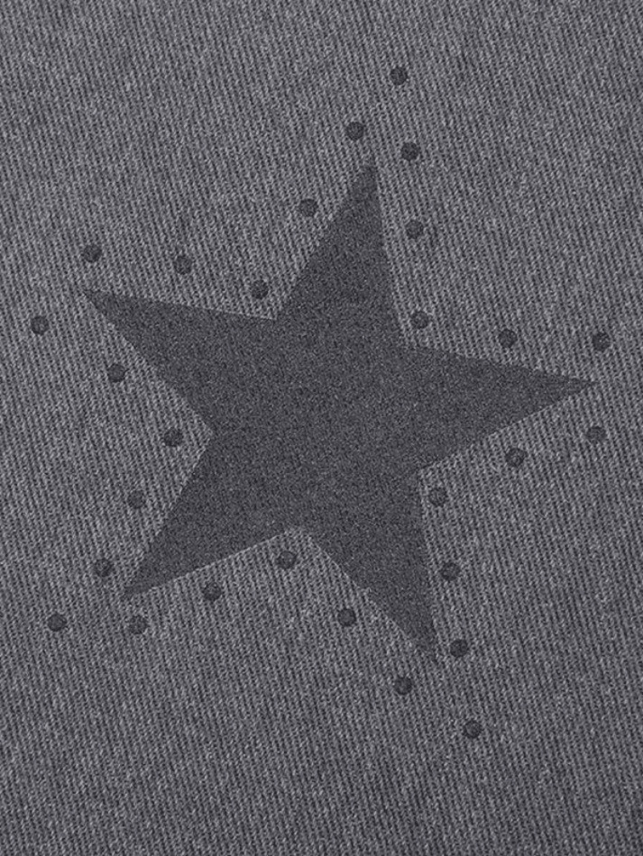Vintage Star Print Cargo Jeans - Y2K Aesthetic Boyfriend Fit for Women