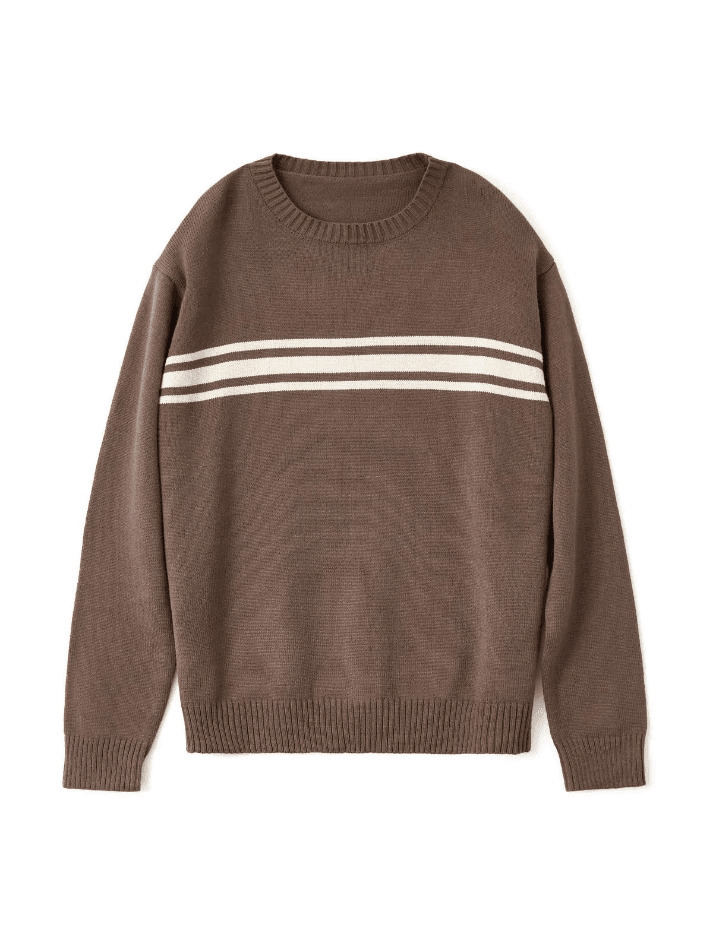 Vintage Three Striped Pullover Sweater - Y2K Fashion Aesthetic Women's Clothing