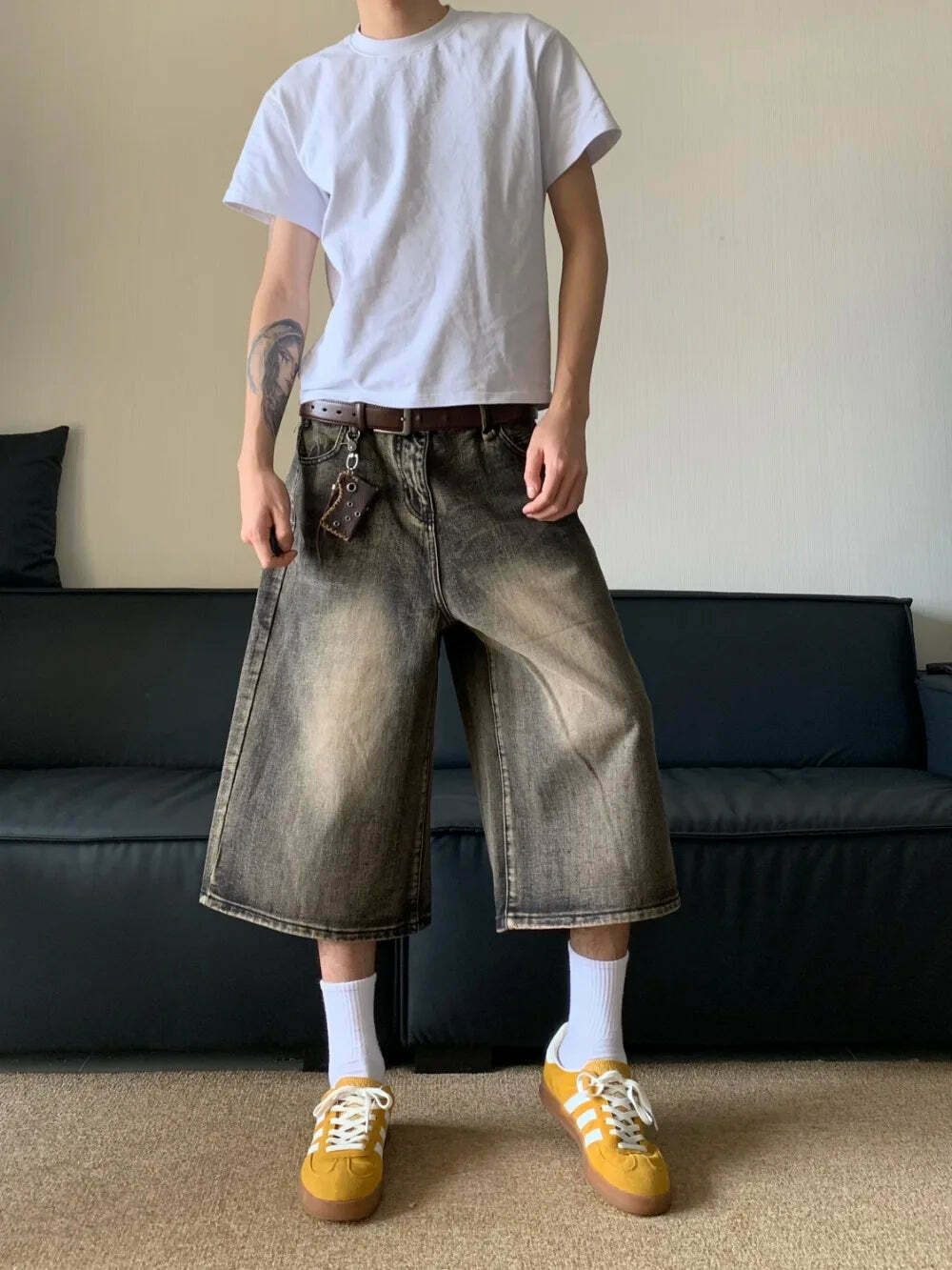 Vintage Wash High-Waisted Cargo Skirt - Y2K Aesthetic Grunge Style - Co