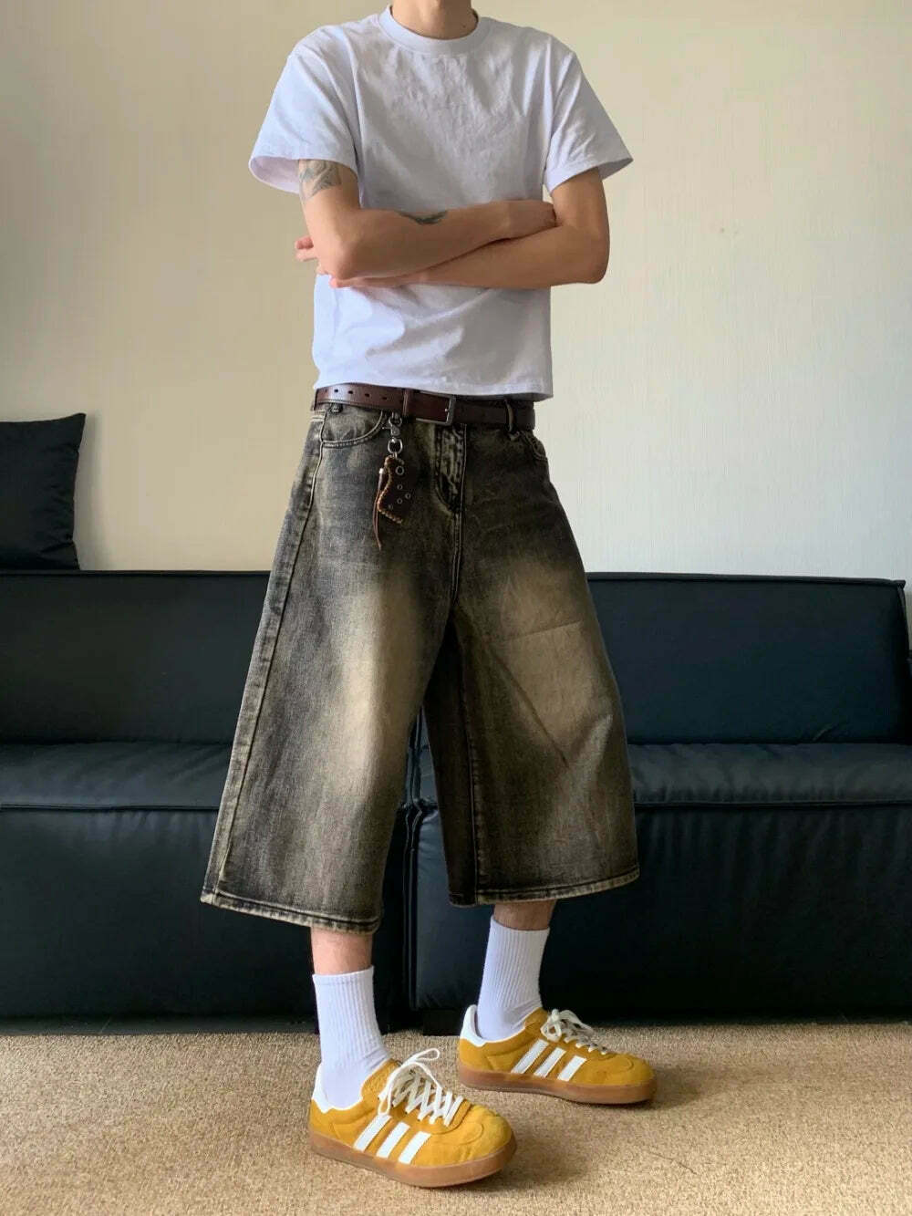 Vintage Wash High-Waisted Cargo Skirt - Y2K Aesthetic Grunge Style - Co