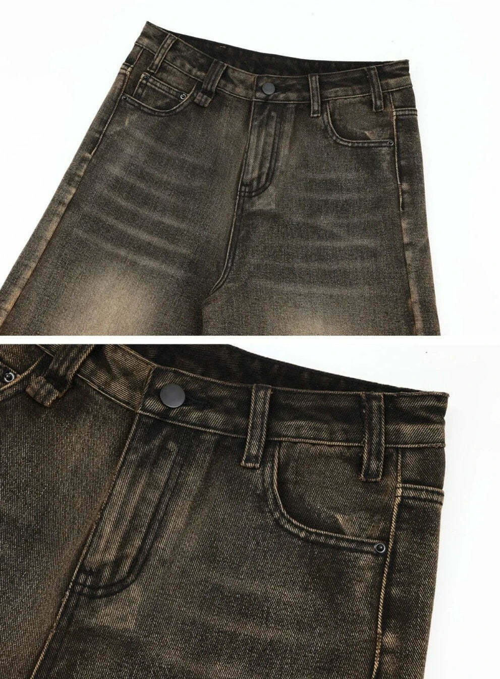 Vintage Wash High-Waisted Cargo Skirt - Y2K Aesthetic Grunge Style - Co