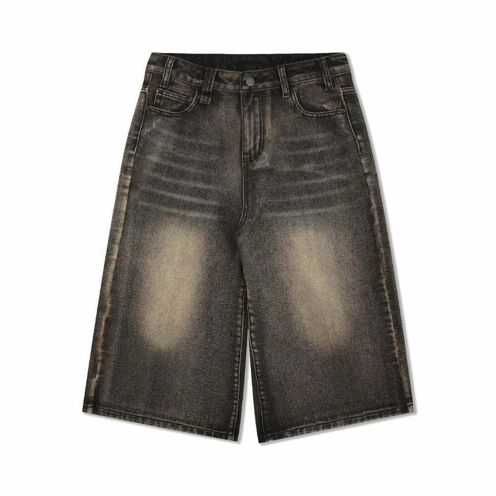 Vintage Wash High-Waisted Cargo Skirt - Y2K Aesthetic Grunge Style - Co