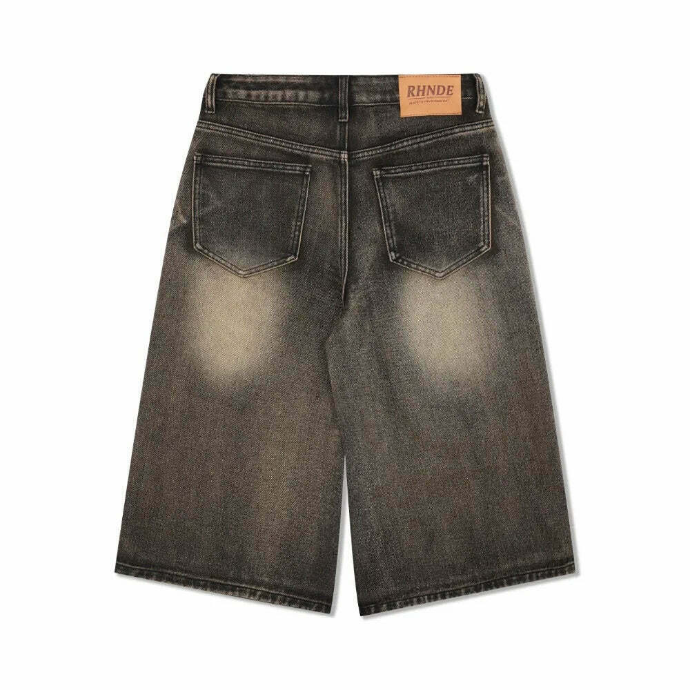 Vintage Wash High-Waisted Cargo Skirt - Y2K Aesthetic Grunge Style - Co