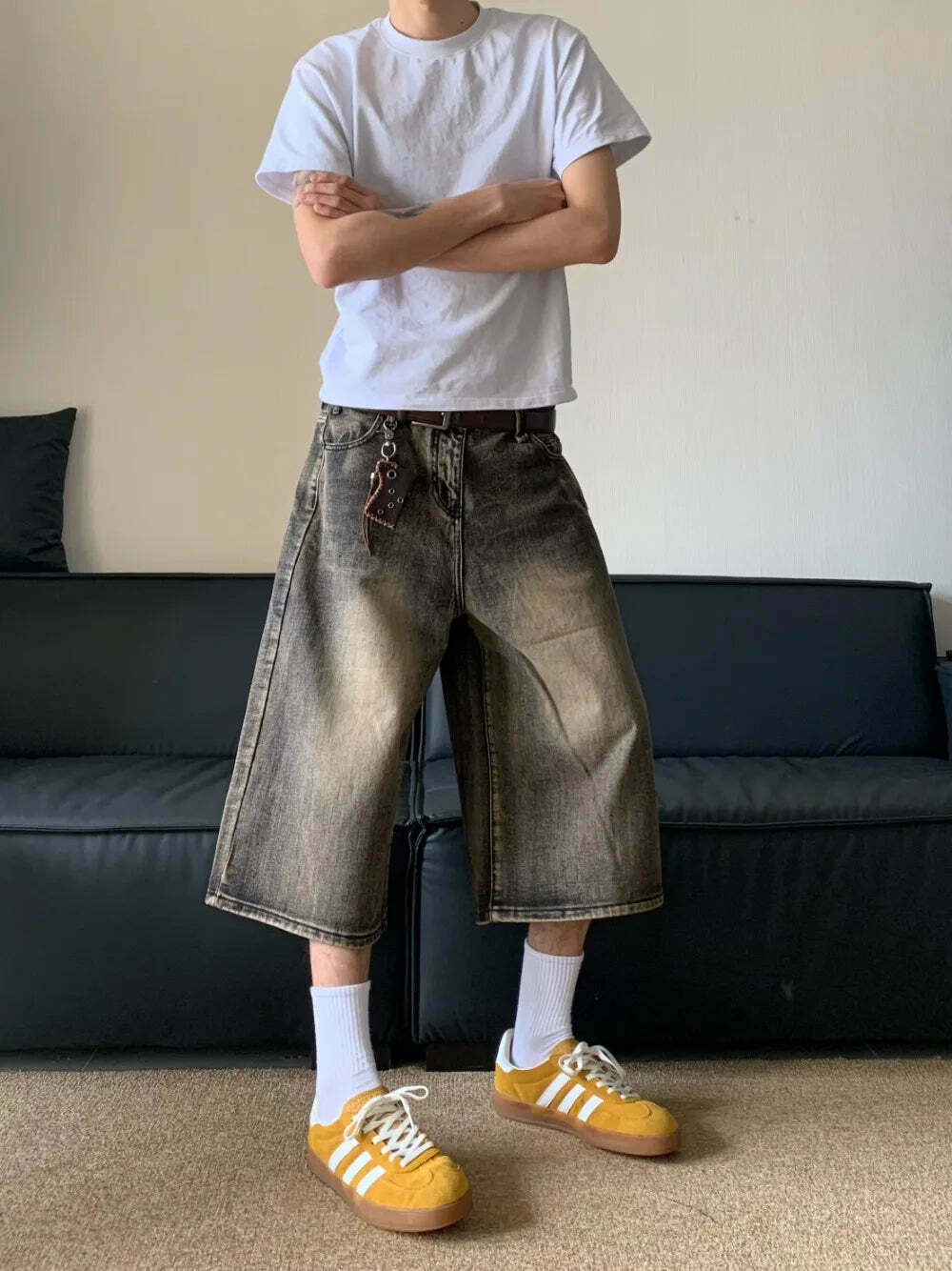 Vintage Wash High-Waisted Cargo Skirt - Y2K Aesthetic Grunge Style - Co