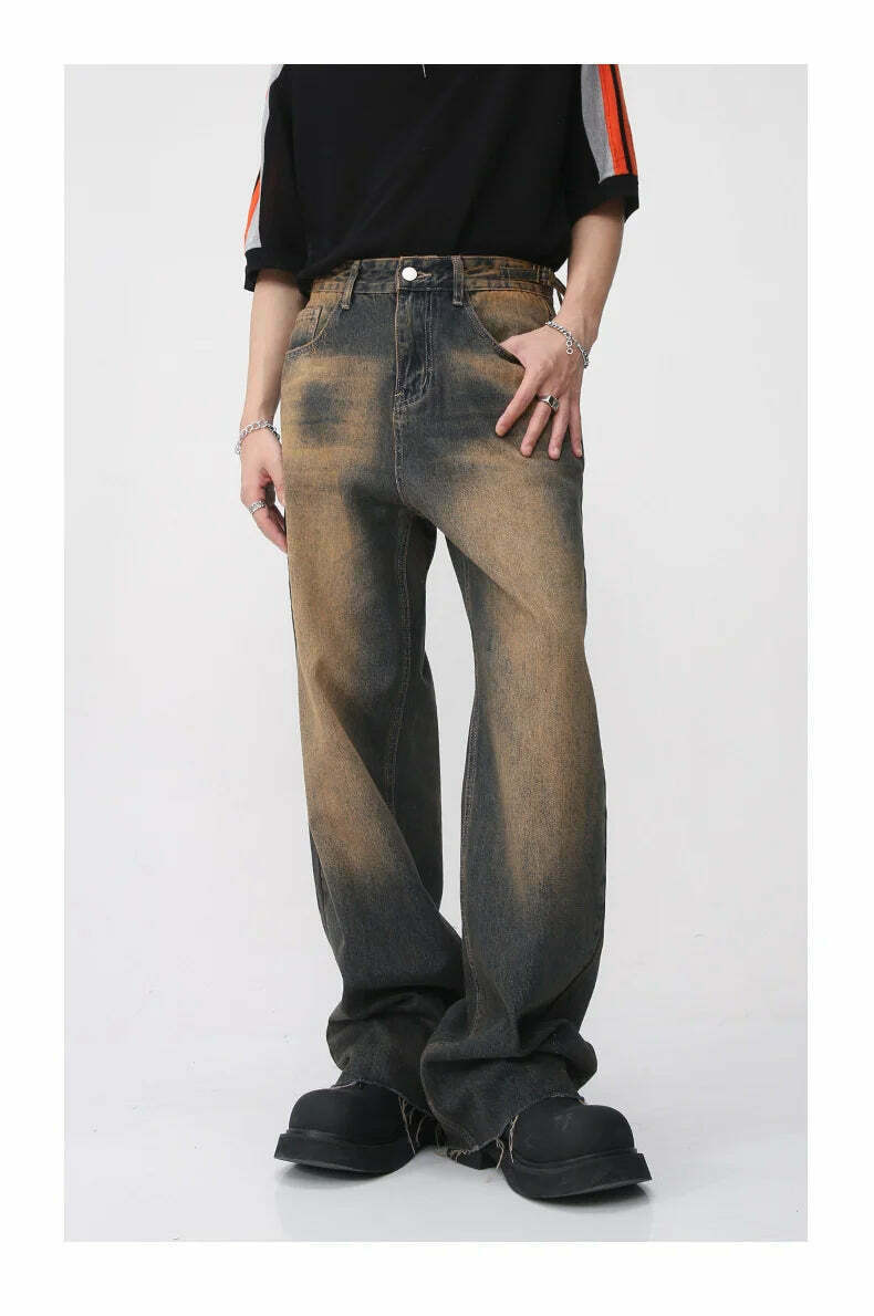 Vintage Wash Raw Hem Jeans - Y2K Fashion Denim Skirt Set for Women - Coquette Aesthetic Grunge Style